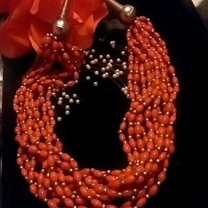 💞VINTAGE CORRAL & GOLD Hammock NECKLACE 💞